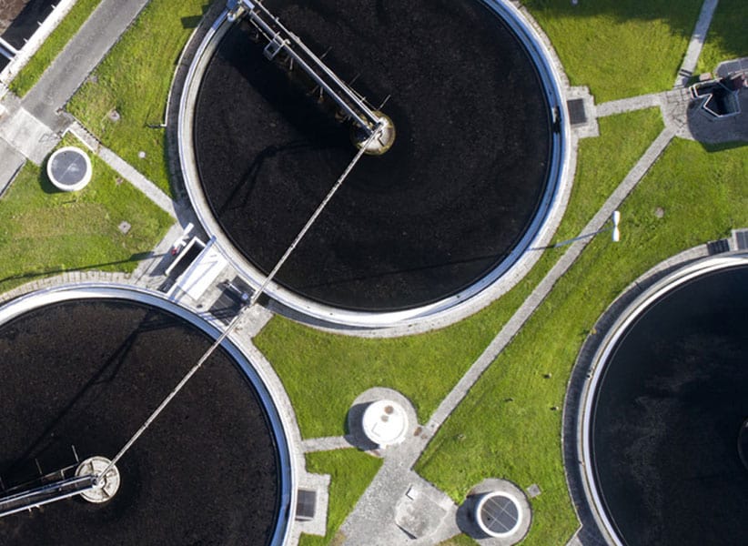 Hero Municipal Water Treatment aerial view of water treatment facility Blue Earth Products