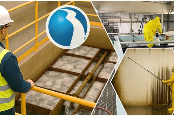 Who We Are photo collage with Blue Earth Products logo and people cleaning and inspecting